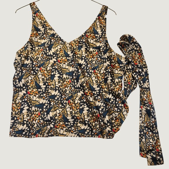 Wildfang Tops - Wildfang Butterfly Wing‎ Print V-Neck Sleeveless Top with Side Tie Large NWT